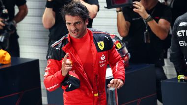 F1 GP Singapore 2023, Marina Bay: Carlos Sainz (Scuderia Ferrari) festeggia la vittoria