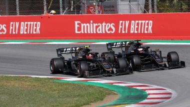F1 GP Spagna 2019, Barcellona: Kevin Magnussen e Romain Grosjean (Haas) ruota a ruota