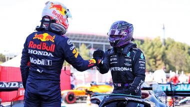 F1 GP Spagna 2021, Barcellona: Lewis Hamilton (Mercedes) e Max Verstappen (Red Bull)