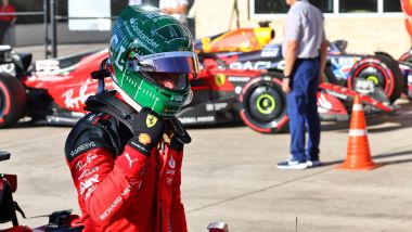 F1 GP Stati Uniti 2023, Austin: Charles Leclerc (Scuderia Ferrari) esulta per la pole position