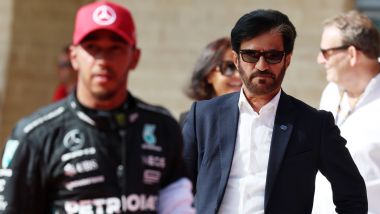 F1 GP Stati Uniti 2023, Austin: Il presidente Fia Mohammed Ben Sulayem con Lewis Hamilton (Mercedes)