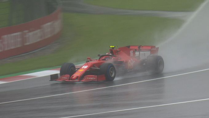 F1 GP Stiria 2020, Red Bull Ring: Charles Leclerc (Ferrari) sotto la pioggia