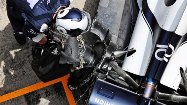 F1 GP Stiria 2021, Spielberg: la posteriore sinistra di Gasly (AlphaTauri) dopo il contatto con Leclerc