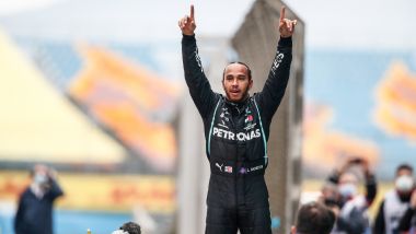 F1 GP Turchia 2020, Istanbul: Lewis Hamilton (Mercedes) esulta dopo aver vinto il 7° titolo
