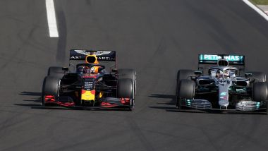 F1 GP Ungheria 2019, Budapest: Verstappen (Red Bull) e Hamilton (Mercedes) in pista