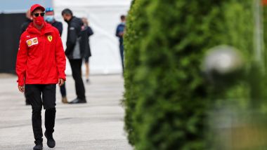 F1 GP Ungheria 2020, Budapest: Sebastian Vettel (Ferrari) nel paddock
