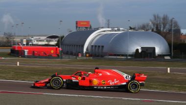 F1 Test Ferrari 2021, Fiorano: Mick Schumacher (Ferrari) esce dai box