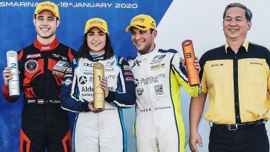 F3 Asia: il podio di gara 2 con Alders, Chadwick e De Francesco