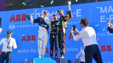 Formula E ePrix Marrakech 2020: il podio. Da sinistra Gunther (Bmw), Da Costa e Vergne (DS Techeetah)