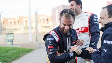 Formula E, Rookie Test Marrakech: Nicolas Lapierre (DS Techeetah) scherza con Norman Nato (Venturi) 