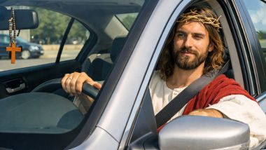 Ges&ugrave; al volante della sua Honda Accord