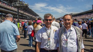 Giampaolo Dallara (a dx) e Andrea Pontremoli (a sx) a Indianapolis 2018. [Foto: Marco Borgo]