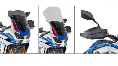 Givi, i parabrezza e l'estensione in plexiglas dei paramani per Honda Africa Twin 1100 Adventure Sport 2020