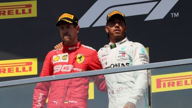 GP Canada 2019, Sebastian Vettel (Ferrari) e Lewis Hamilton (Mercedes)