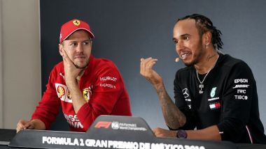 GP Messico 2019, Hermanos Rodriguez: Sebastian Vettel (Ferrari) e Lewis Hamilton (Mercedes) in conferenza stampa