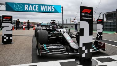 GP Portogallo 2020, Lewis Hamilton (Mercedes) fa 92 vittorie in carriera