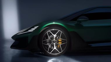 Hypercar Dreame: dettaglio sul frontale con i fari a LED segmentati simili alla Bugatti Brouillard