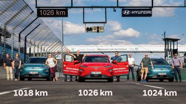 Hyundai Kona Electric è record di autonomia al Lausitzring
