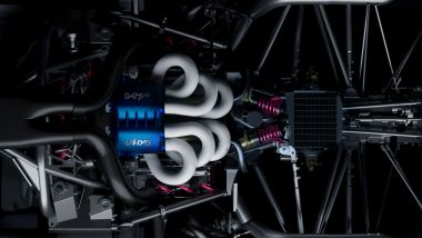 Il motore V6 della Alpine Alpenglow Hy6 e le sospensioni di tipo push-rod