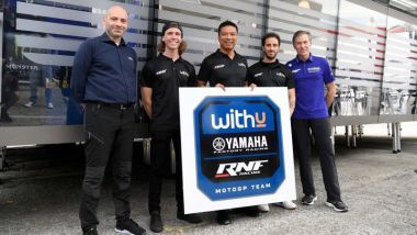 Il nuovo team WithU Yamaha con Razali, Dovizioso e Binder presentato a Misano