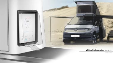 Il tablet di controllo all'interno di Volkswagen California T7