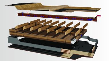 Involucro in acciaio e legno per le batterie (credit: TU Graz)