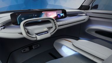 Kia EV9 Concept, il futuristico interno con il volante a scomparsa e lo schermo sospeso da 27 pollici