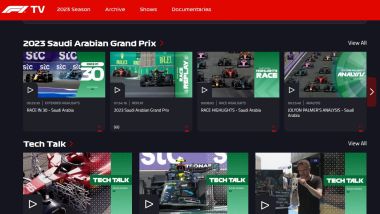 La home page di F1 TV al 23 marzo 2023, ultimo giorno per accedere ai contenuti del Mondiale 2023