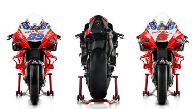 La nuova Ducati Demosedici GP21 del Pramac Racing di Jorge Martin e Johann Zarco