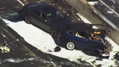 La Tesla Model X distrutta dopo l'impatto col guard rail