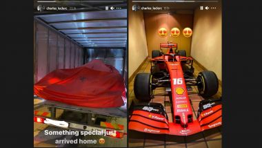 Le storie su Instagram con cui Leclerc ha mostrato il regalo arrivato da Maranello