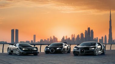 Le tre supercar Bugatti fotografate a Dubai