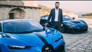 Mate Rimac accanto alla Bugatti Chiron