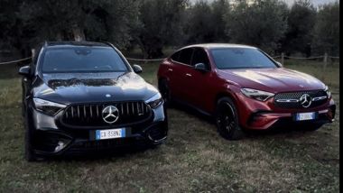 Mercedes GLC: con carrozzeria standard (sx) e coupé (dx)
