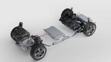 MG HS Hybrid+: nascosta dalle sovrastrutture c'è la batteria da 1,83 kWh del sistema ibrido