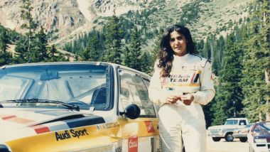 Michèle Mouton e la sua Audi Sport quattro in occasione del record alla Pikes Peak 1985