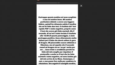 MotoGP 2020: il messaggio di Valentino Rossi, positivo al coronavirus