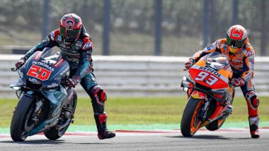 MotoGP Aragona 2020, Alcaniz: Fabio Quartararo (Yamaha) e Marc Marquez (Honda)