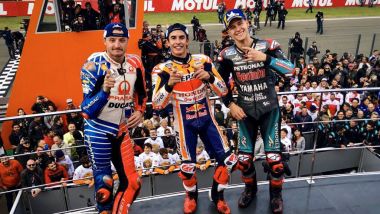MotoGP Comunità Valenciana 2019, Valencia: Jack Miller (Ducati), Marc Marquez (Honda), Fabio Quartararo (Yamaha)