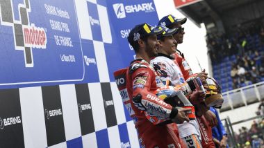 MotoGP Francia 2019, il podio di Le Mans con Marquez, Dovizioso e Petrucci