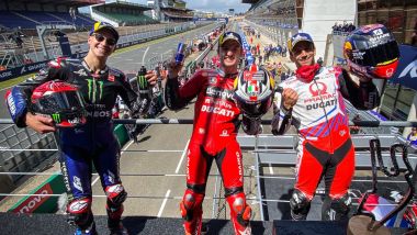 MotoGP Francia 2021, Le Mans: Fabio Quartararo (Yamaha), Jack Miller e Johann Zarco (Ducati)
