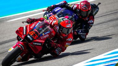 MotoGP Spagna 2022, Jerez: Francesco Bagnaia (Ducati) e Fabio Quartararo (Yamaha)