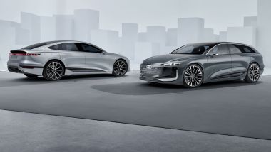 Nuova Audi A6 Avant e-tron concept: eccola insieme alla berlina tre volumi