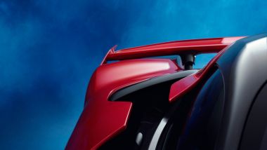 Nuova Ferrari F80: dettaglio sull'ala posteriore attiva e il parafango posteriore