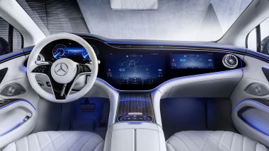 Nuova Mercedes EQS: gli interni con MBUX Hyperscreen