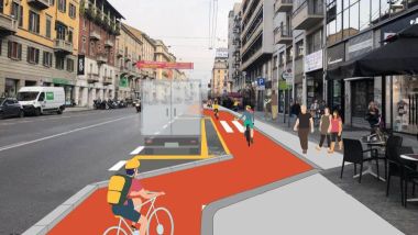 Nuova pista ciclabile in corso Buenos Aires a Milano: la seconda fase dei lavori