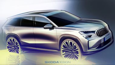 Nuovo Skoda Kodiaq 2024: i bozzetti del nuovo SUV boemo