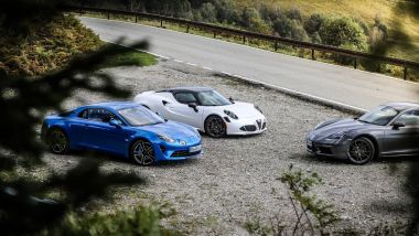 Porsche 718 Cayman, Alfa Romeo 4C Competizione e Alpine A110 Premiere Edition: foto di gruppo