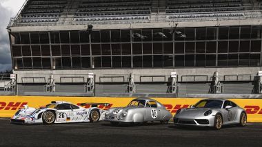 Porsche 911 Le Mans Centenary Edition: la sportiva di oggi con la 356 SL e la 911 GT1
