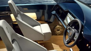 Porsche Macan Turbo Concept Lago e Frauscher Spectre 790: il pozzetto della barca
